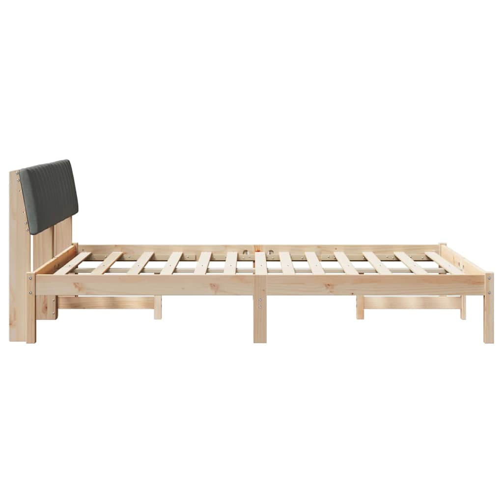 Bettgestell Braun und hellgrau 200 x 200 cm Massivholz Kiefer