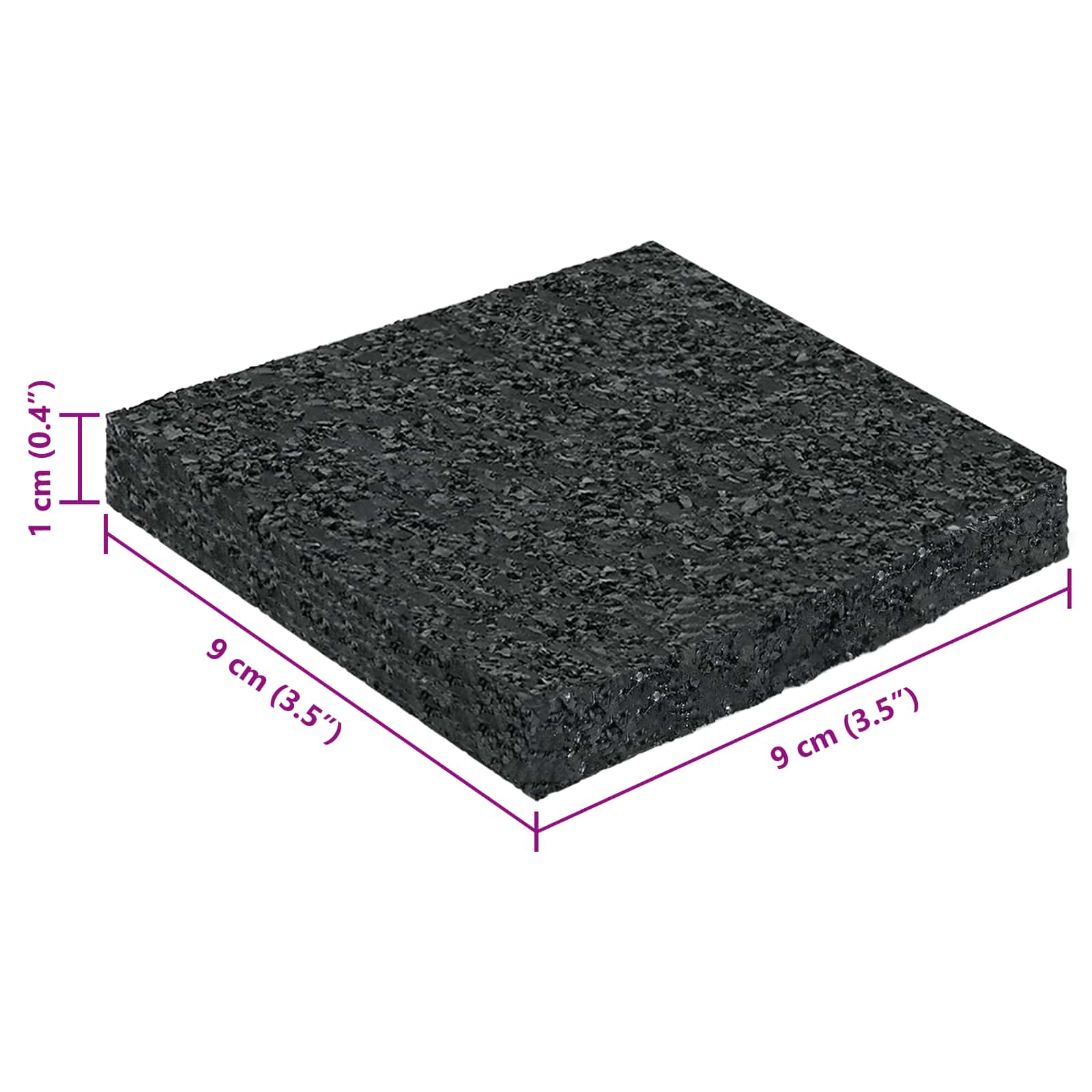 Gummigranulat-Patiopad Schwarz 6 x 9 x 0,3 cm Gummi