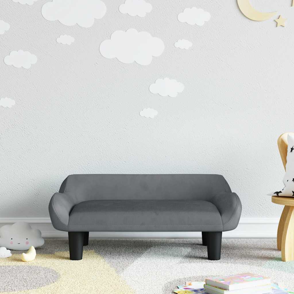 Kindersofa Hellgrau 70x40x24 cm Samt