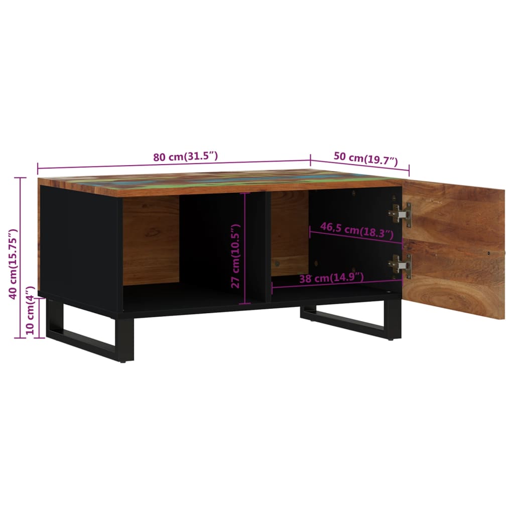 Couchtisch 80x50x40 cm Massivholz Akazie & Holzwerkstoff