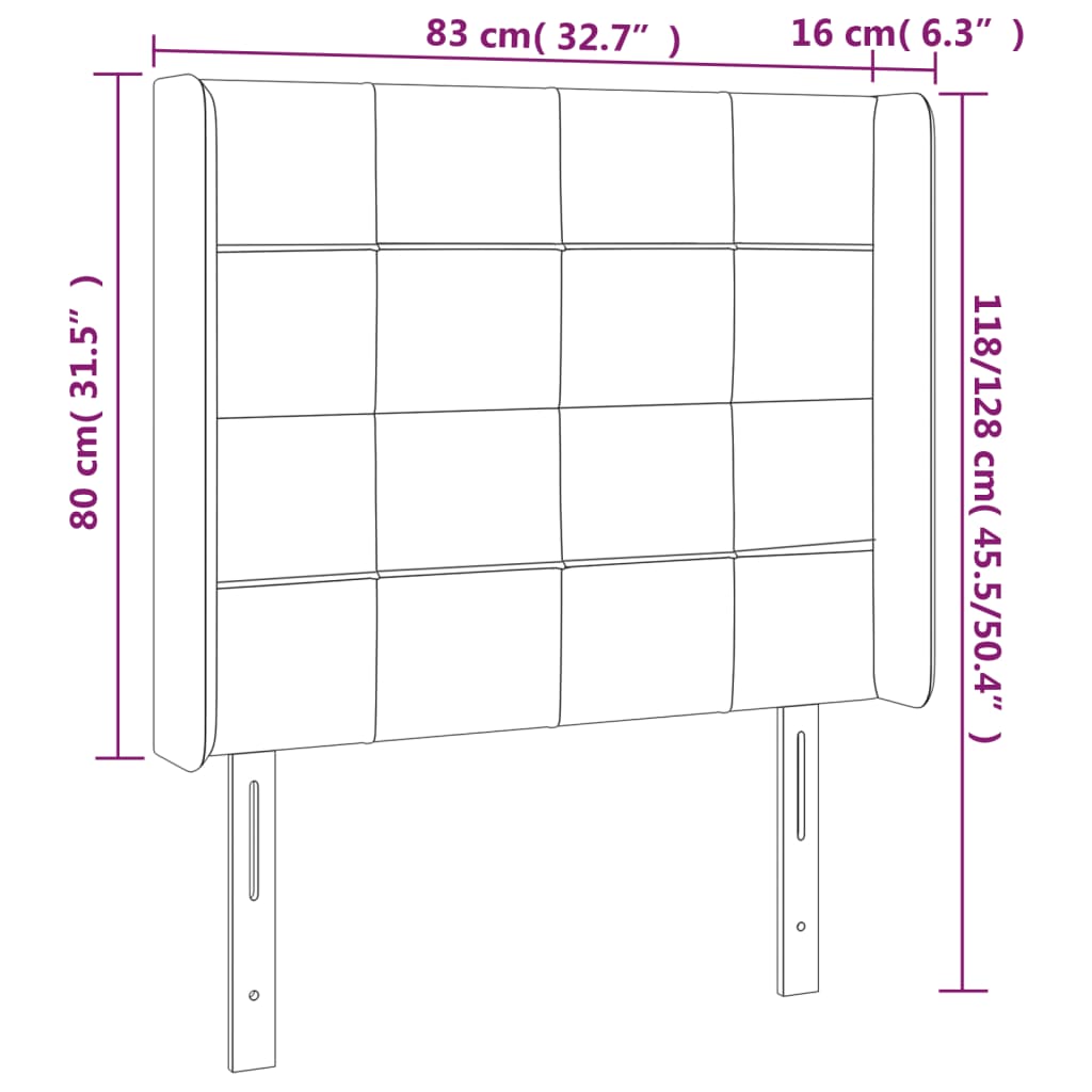 Kopfteil mit Ohren Dunkelblau 93x16x78/88 cm Samt