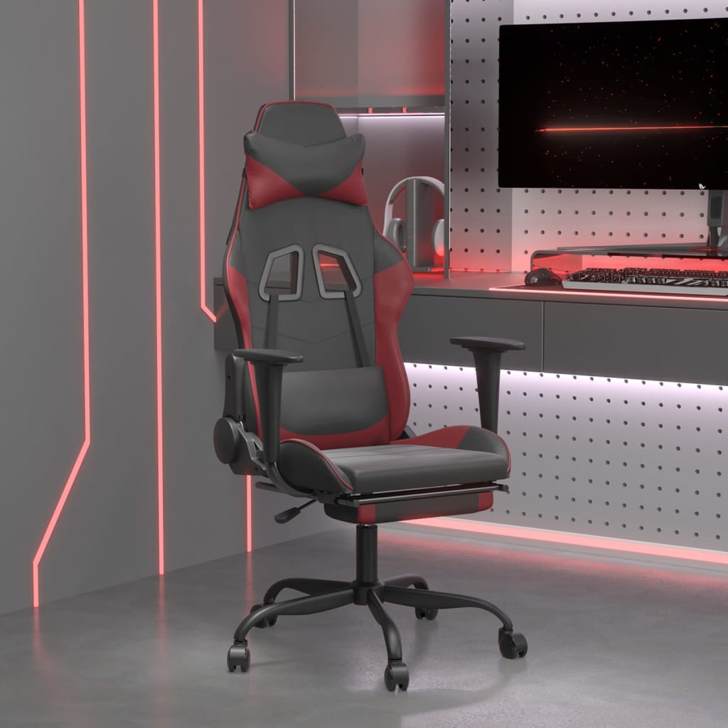 Gaming-Stuhl mit Massagefunktion Schwarz und Rot Kunstleder