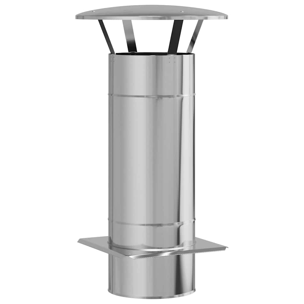 Kaminverlängerung Silber 25 x 25 x 65 cm Edelstahl