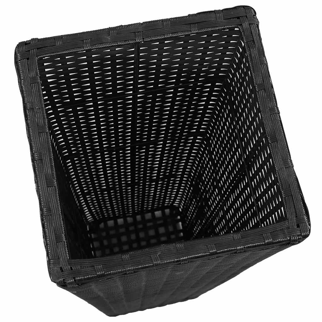 Garten-Hochbeet 3-tlg. Poly Rattan Schwarz