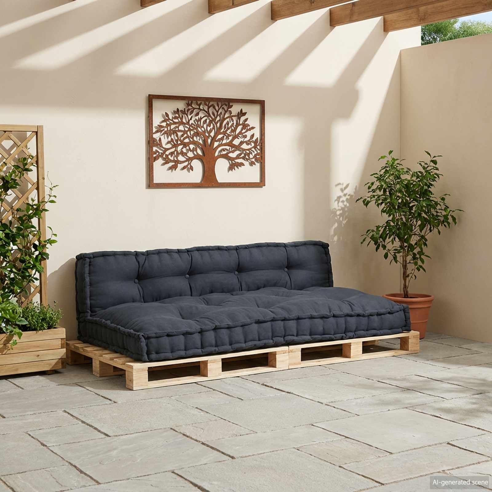 Palettensofa-Auflage Mehrfarbig Stoff Patchwork