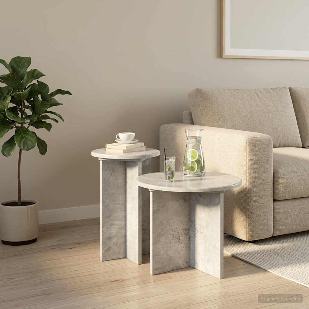 Beistelltisch-Set mit Speicher 2 pcs Weiß Holzwerkstoff