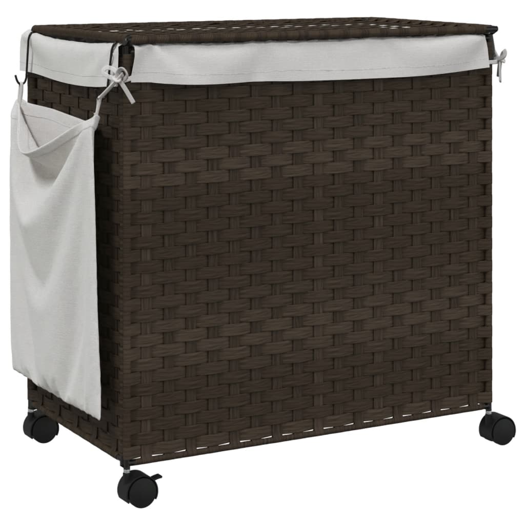 Wäschekorb mit Rollen 60x35x60,5 cm Rattan
