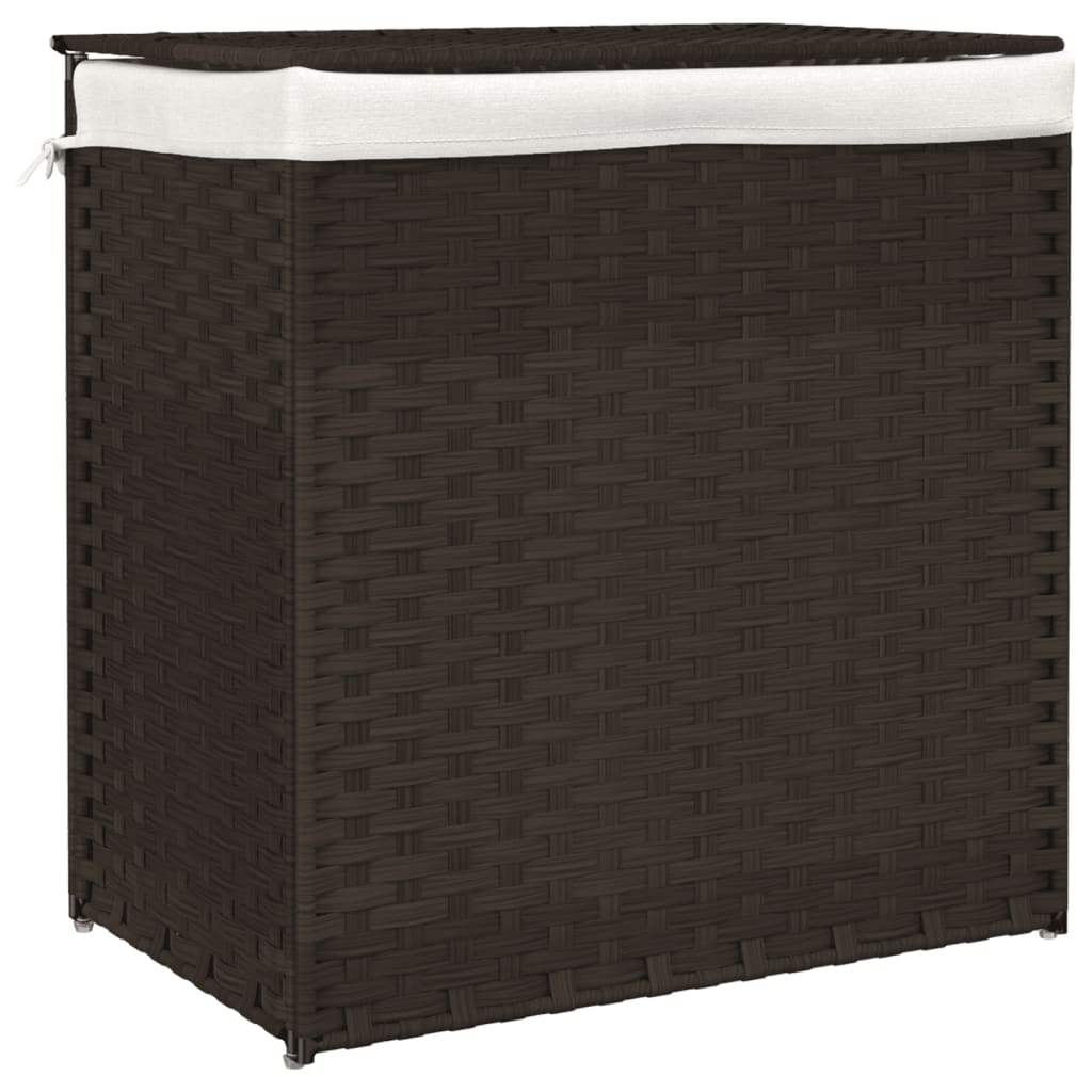 Wäschekorb mit 2 Fächern 53x35x57 cm Poly Rattan