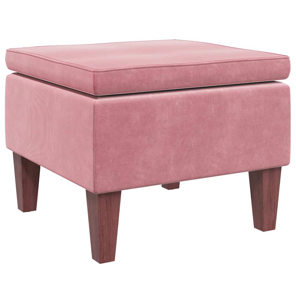 Hocker mit Holzbeinen Dunkelgrau Samt