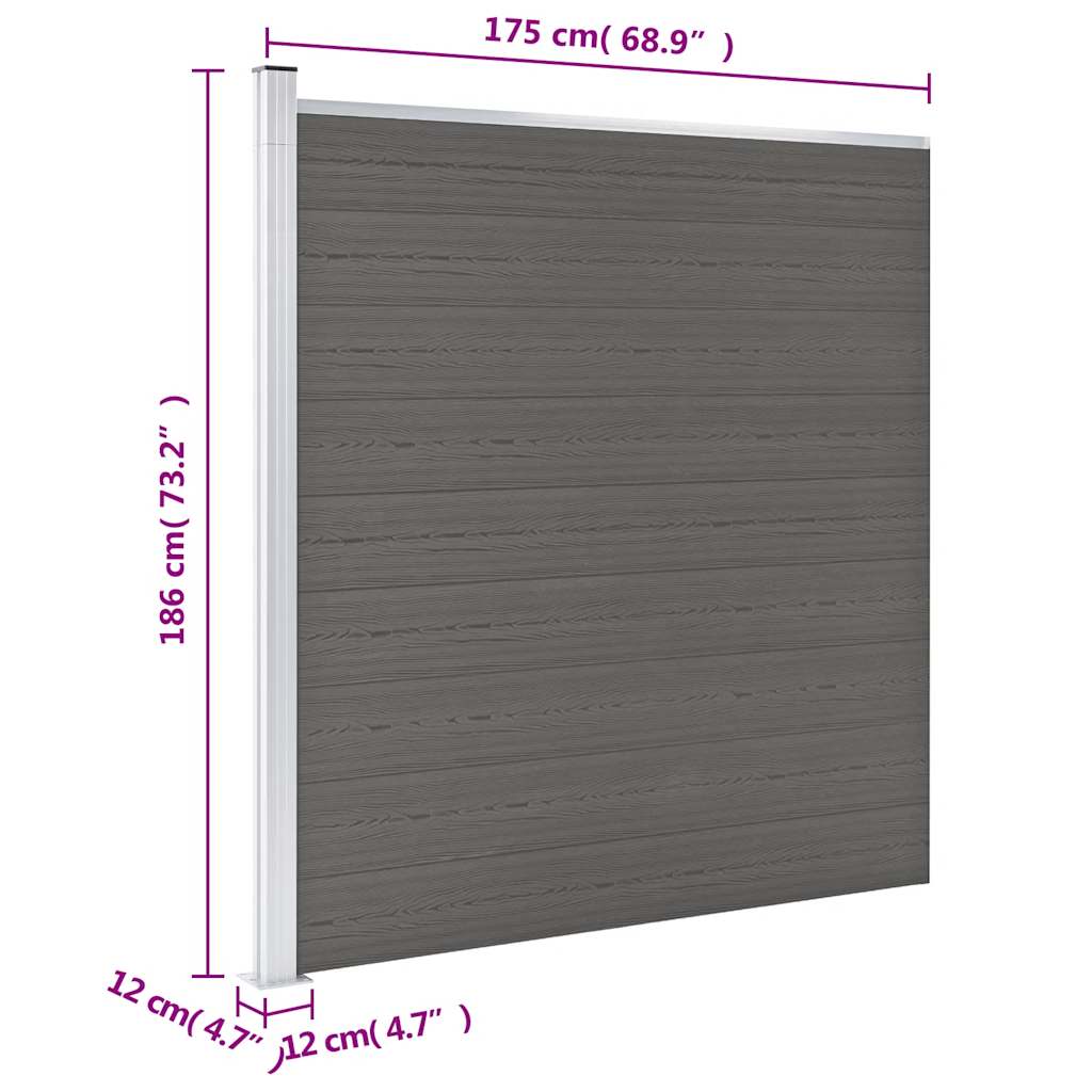 Zaunelement WPC 180x186 cm Schwarz