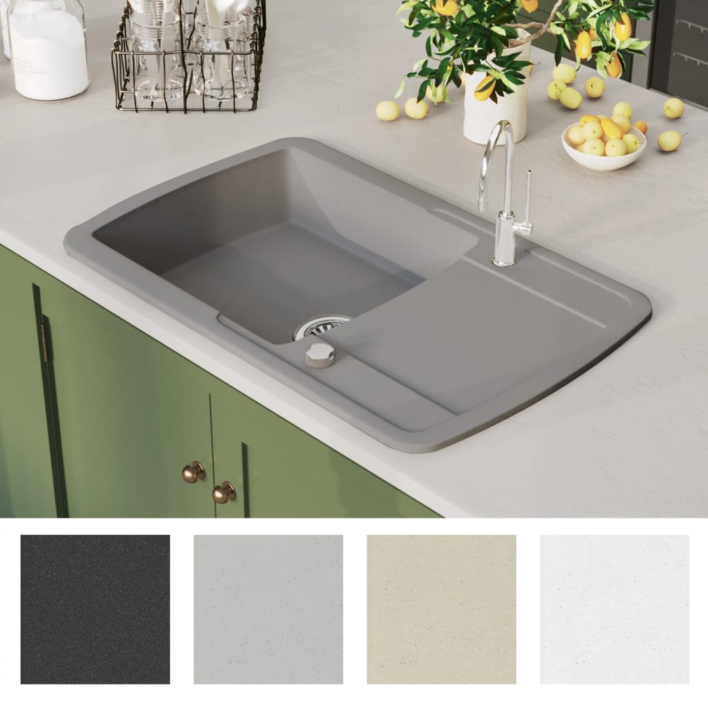 Granitspüle Einzelbecken Schwarz