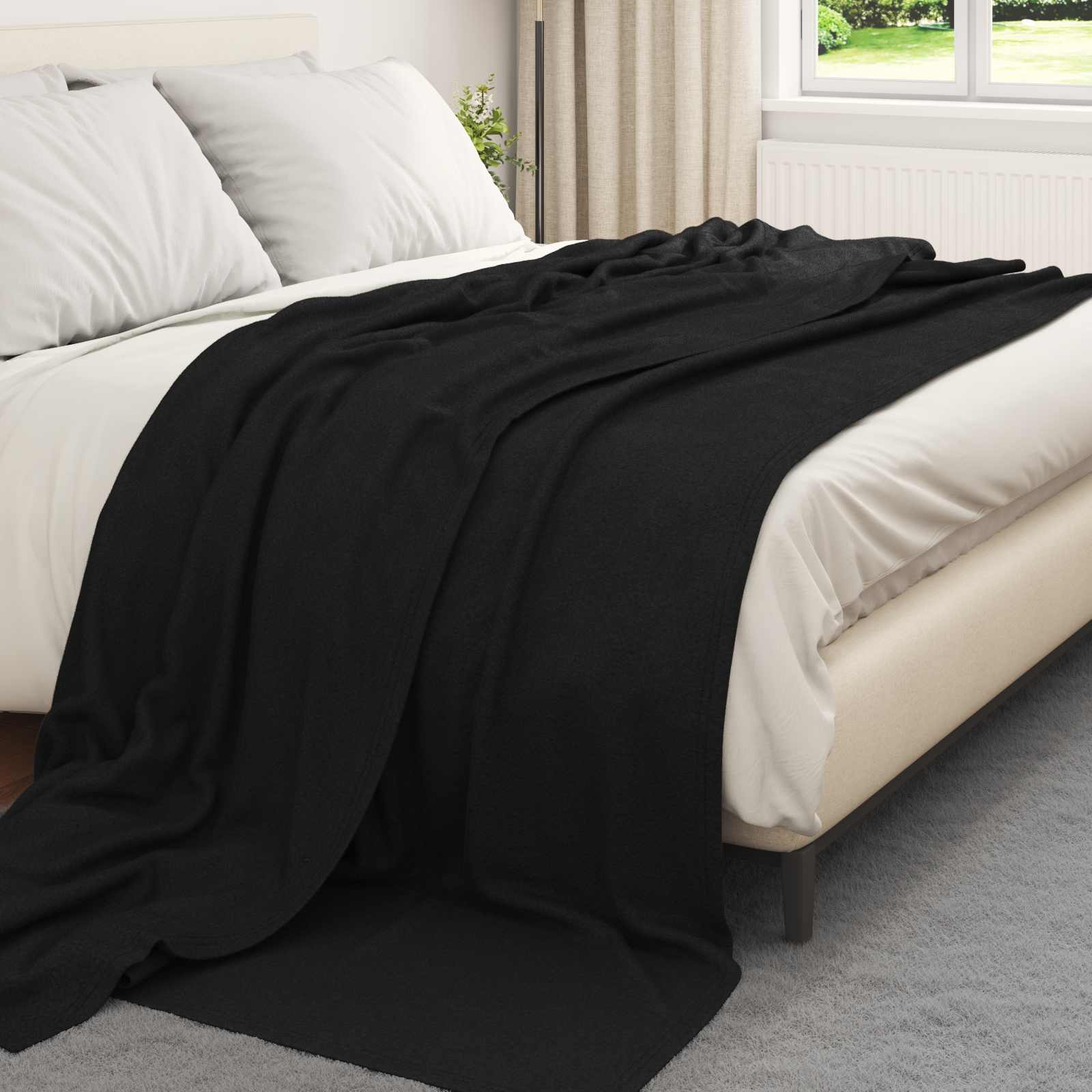 Überwurfdecke Beige 170 x 130 cm Fleece