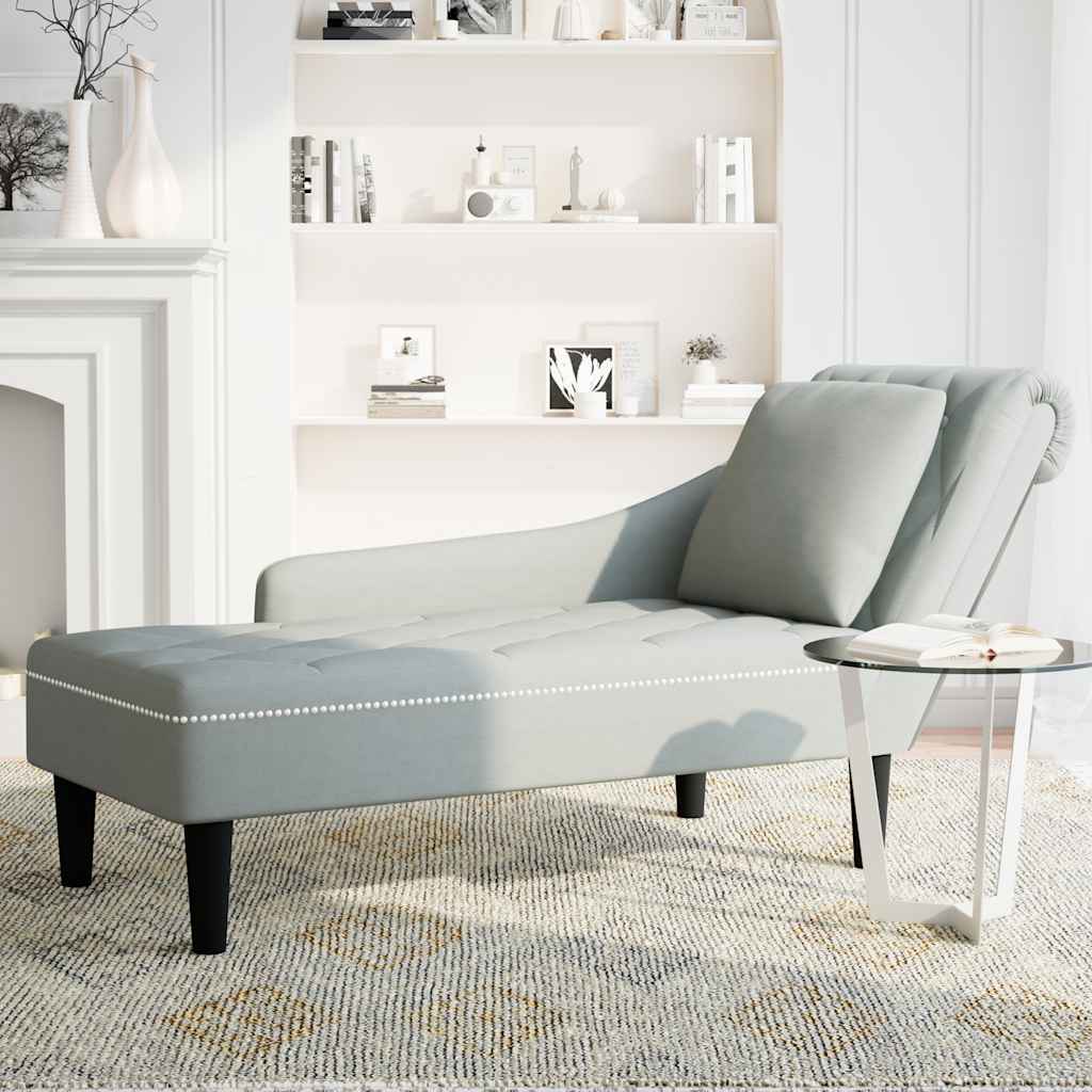 Chaiselongue mit Kissen und Rechter Armlehne Blau Samt