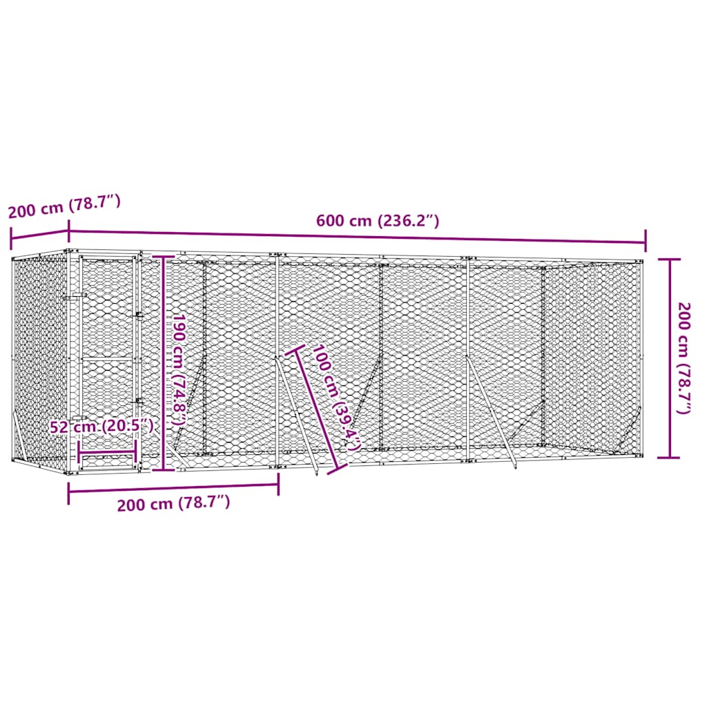 Outdoor-Hundezwinger Silbern 2x2x2 m Verzinkter Stahl