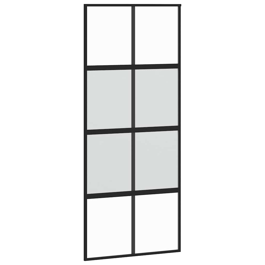 Schiebetür mit Beschlag Schwarz 76x205 cm ESG-Glas