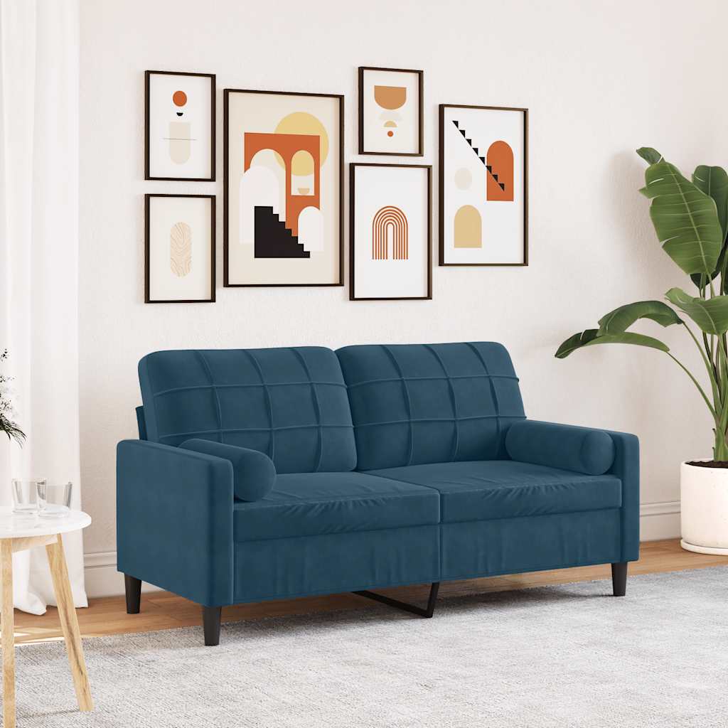 2-Sitzer-Sofa mit Zierkissen Hellgrau 120 cm Samt