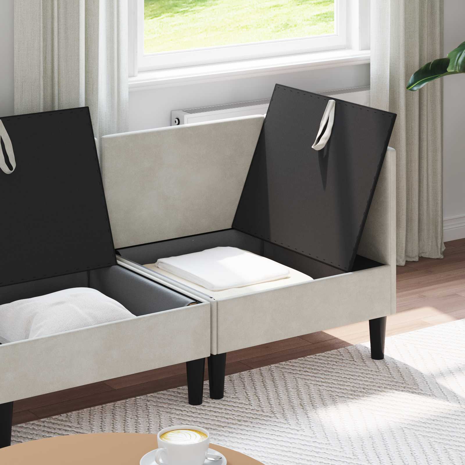Wohnzimmergarnitur mit Kissen mit Speicher 3 pcs Hellgrau Samt