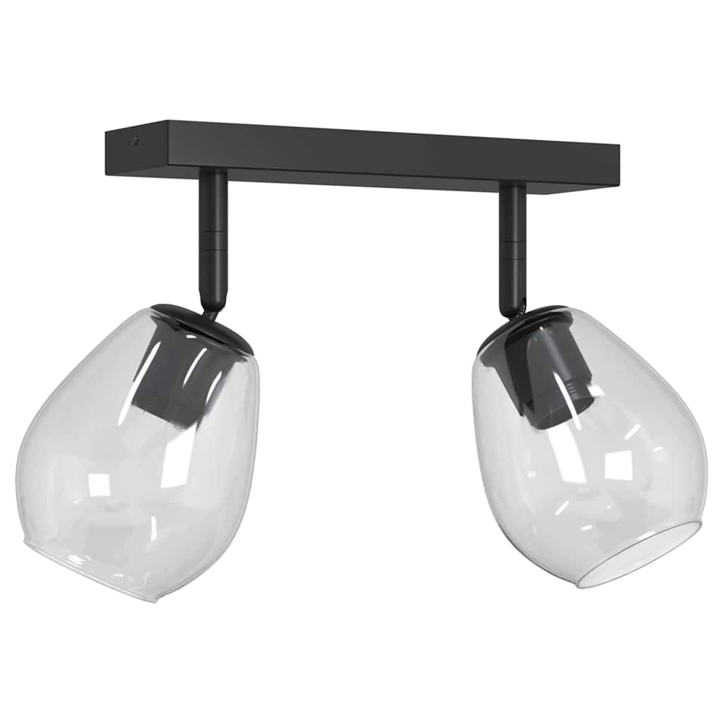 Deckenstrahler Schwarz 13 x 13 x 26 cm Glas und Metall