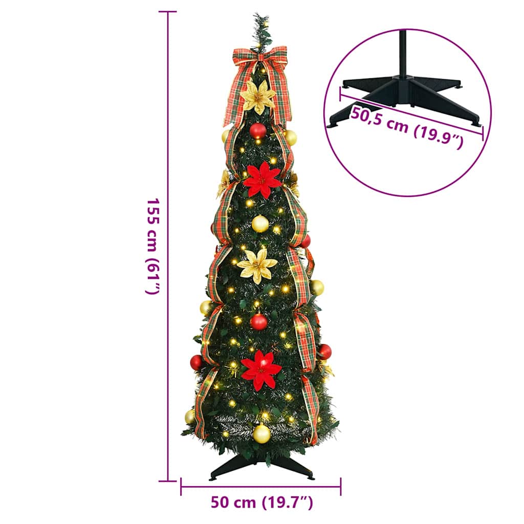 Künstlicher Weihnachtsbaum mit 50 LEDs Grün 125 cm PVC