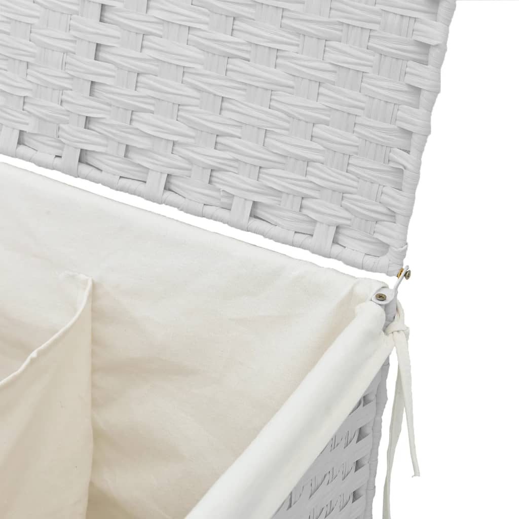 Wäschekorb mit 2 Fächern 53x35x57 cm Poly Rattan