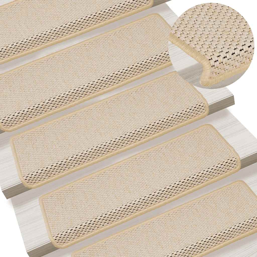 Treppenmatten Selbstklebend Sisal-Look 15 Stk. 65x21x4 Platina