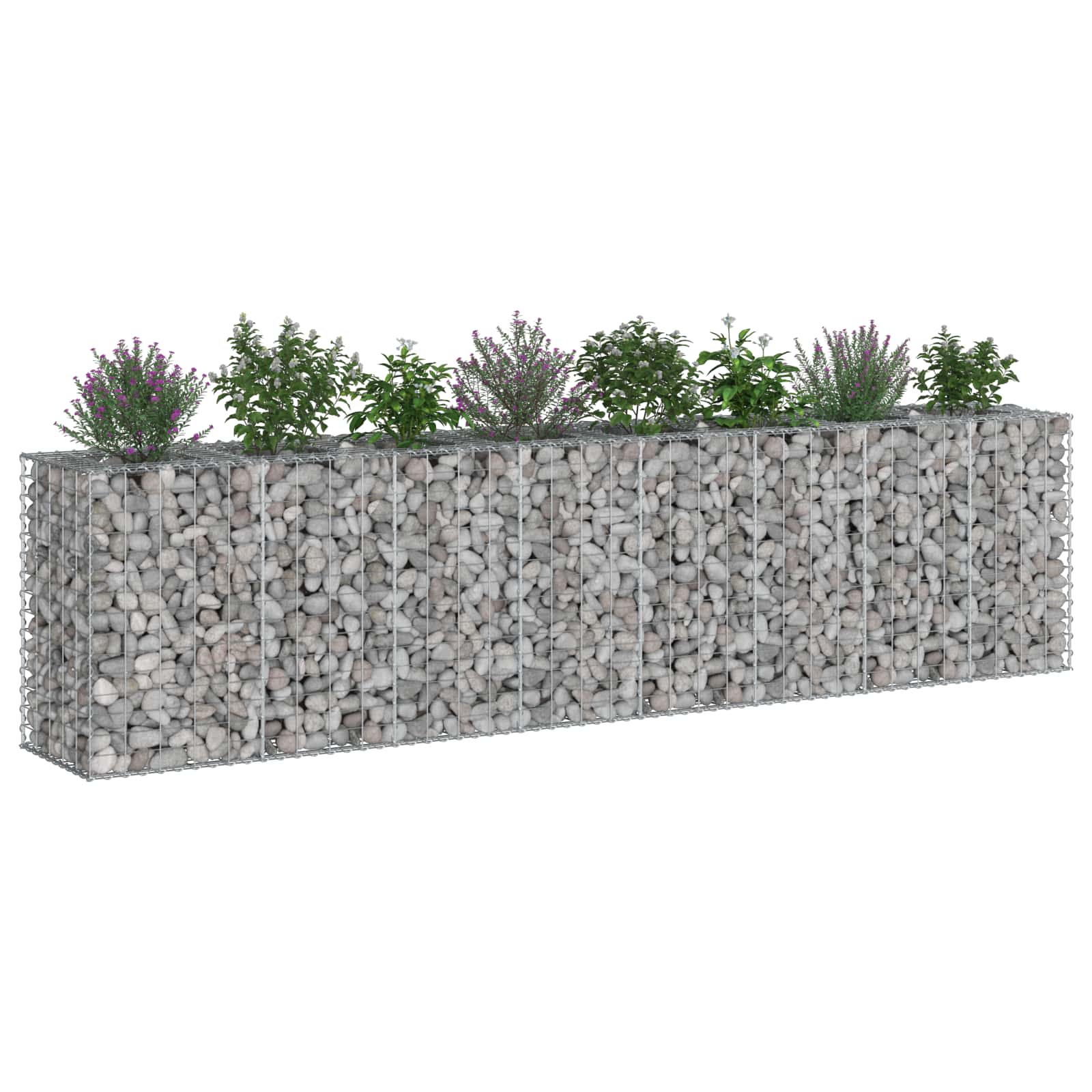 Gabionen Hochbeet 2 pcs Silber 260 x 60 x 55 cm