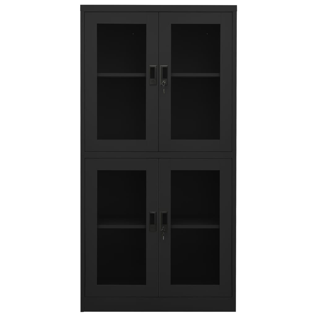 Büroschrank Weiß 90x40x180 cm Stahl und Hartglas