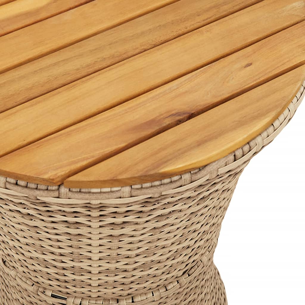 Garten-Beistelltisch Trommelform Schwarz Poly Rattan Massivholz