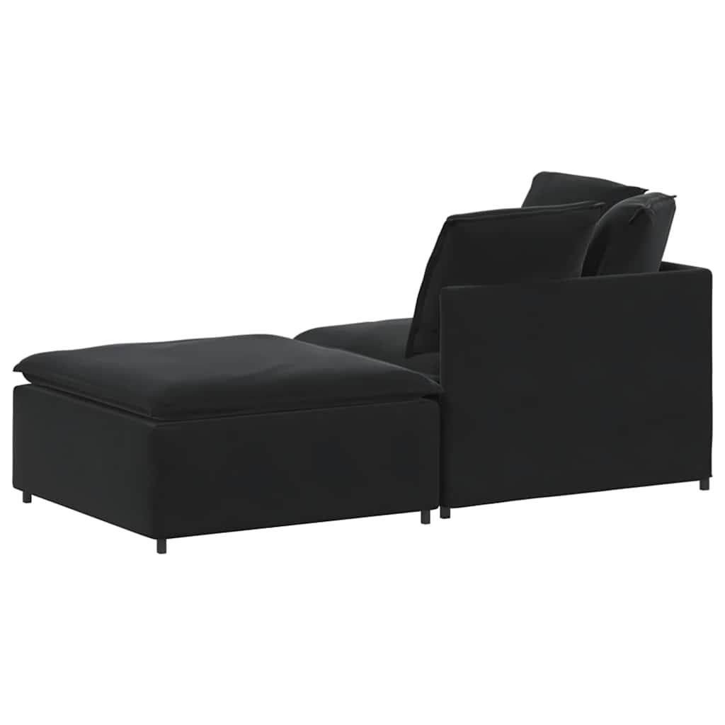 Modulares Sofa mit Fußhocker Kissen Samt Blau