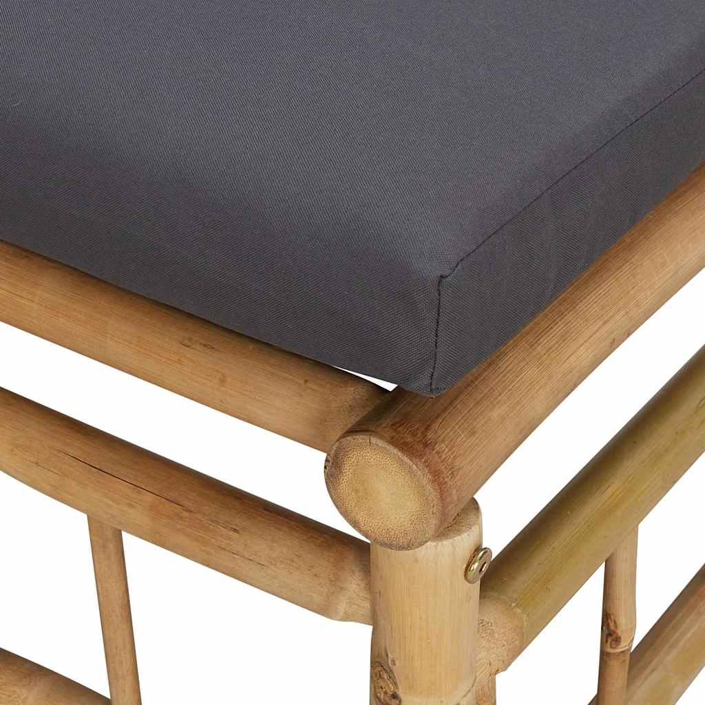3-tlg. Garten-Lounge-Set mit Kissen Creme Bambus