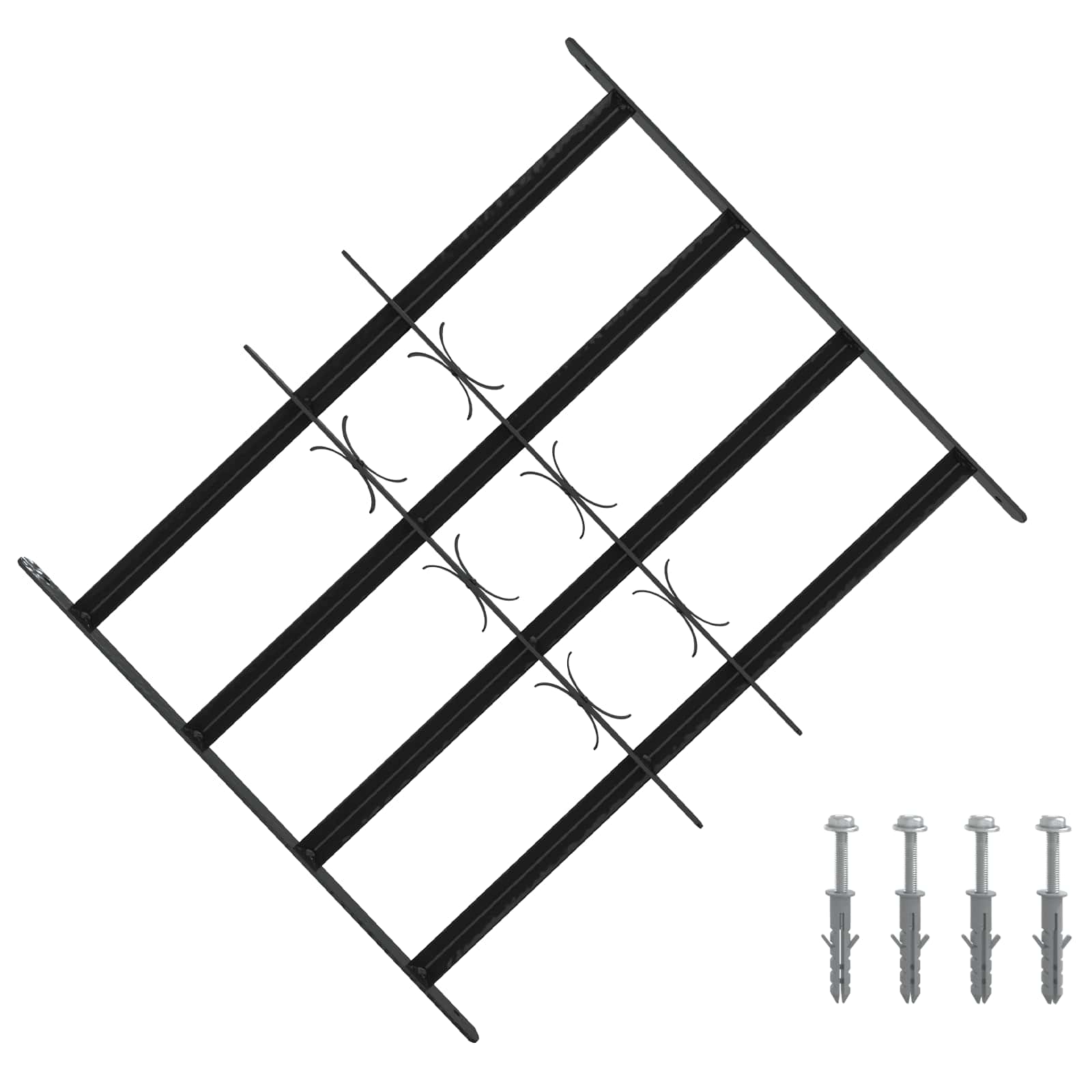 Fenstergitter 76 x 30 cm Pulverbeschichteter Stahl Schwarz