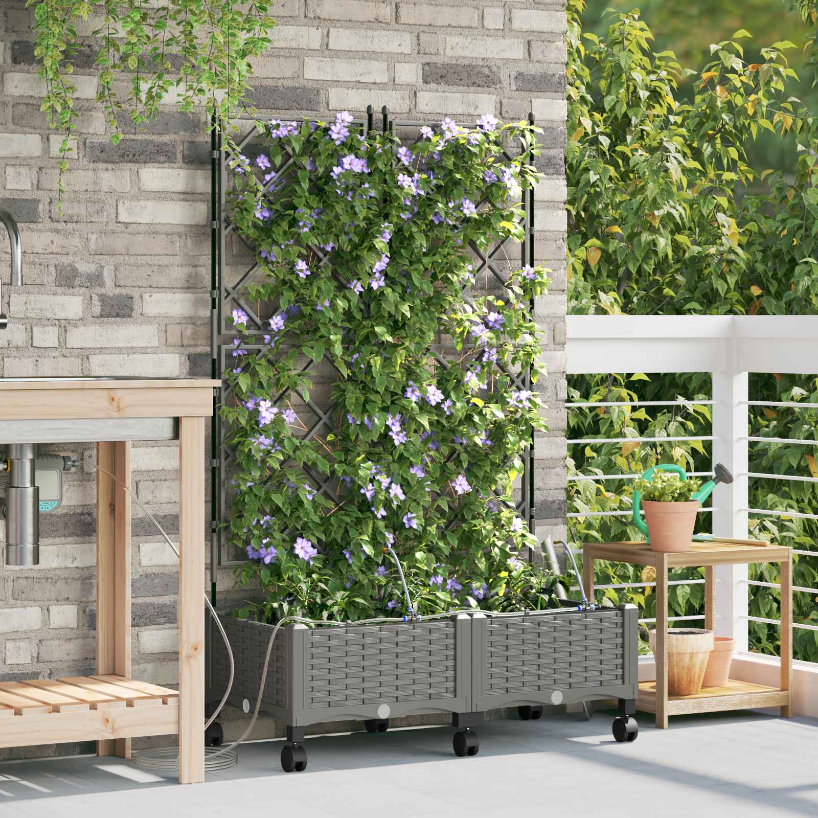 Garten-Pflanzgefäß 4 Stk. Braun 160 x 40 x 22 cm PP