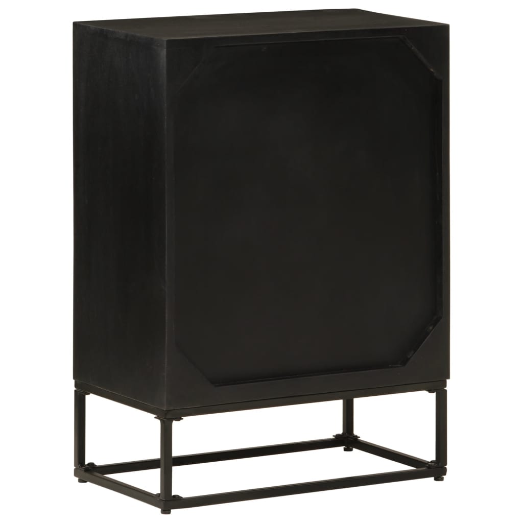 Nachttisch Schwarz 40x30x50 cm Massivholz Mango und Eisen