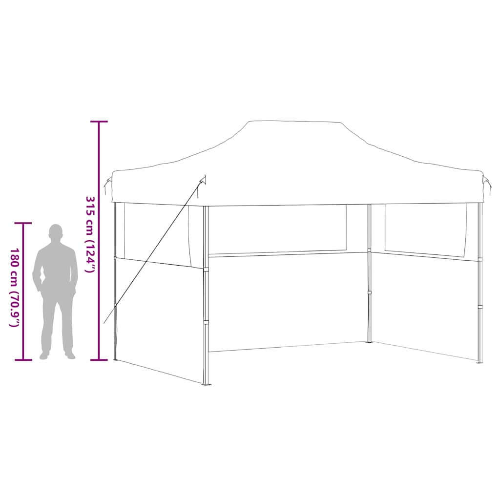 Profi-Partyzelt Faltbar mit 3 Seitenwänden 3×4m Stahl Blau