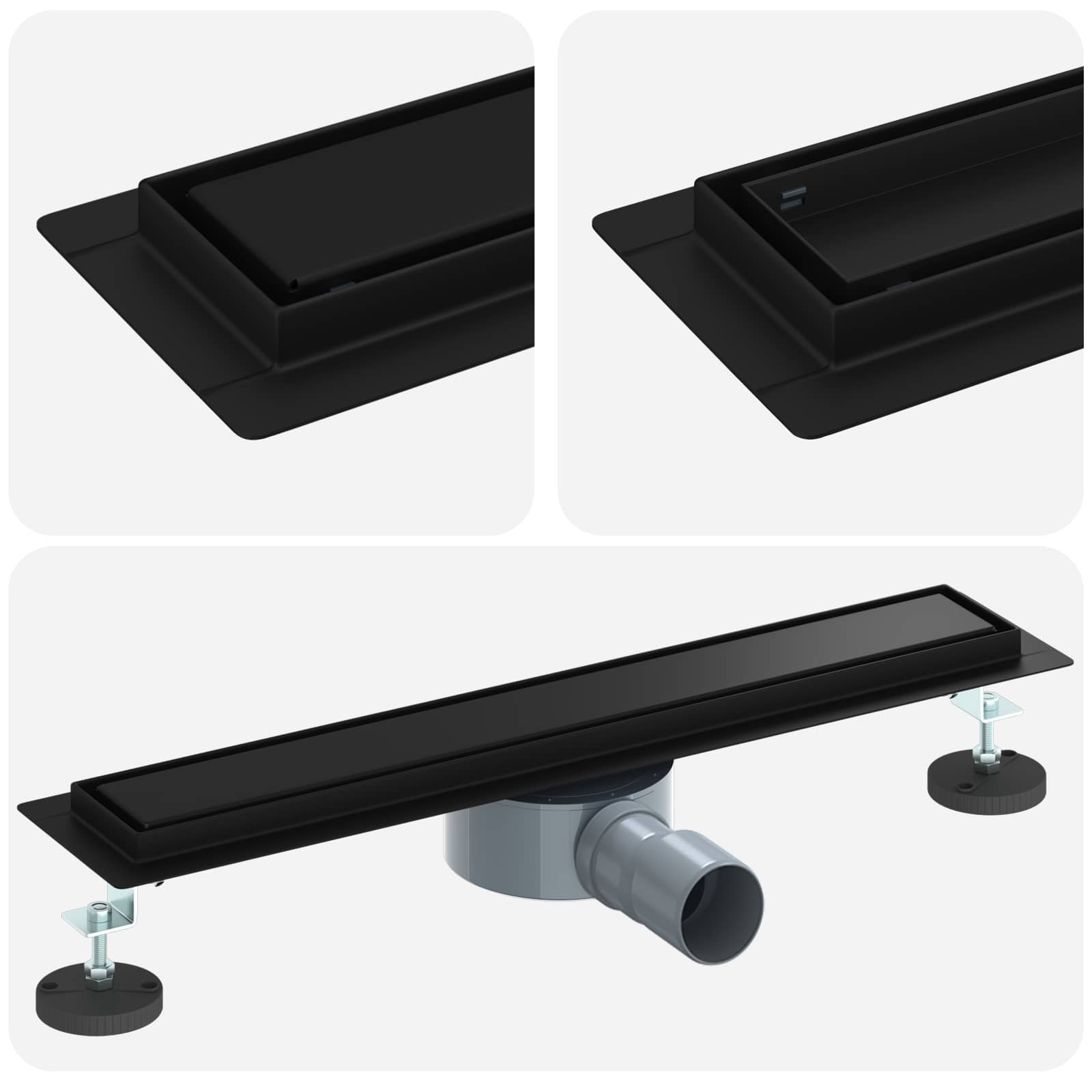 Duschablauf 2-in-1 mit 360° Siphon Silber 54 x 11 x 9,5 cm