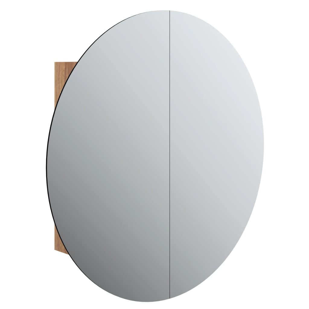 Badezimmerschrank mit Rundem Spiegel & LED Weiß 40x40x17,5 cm