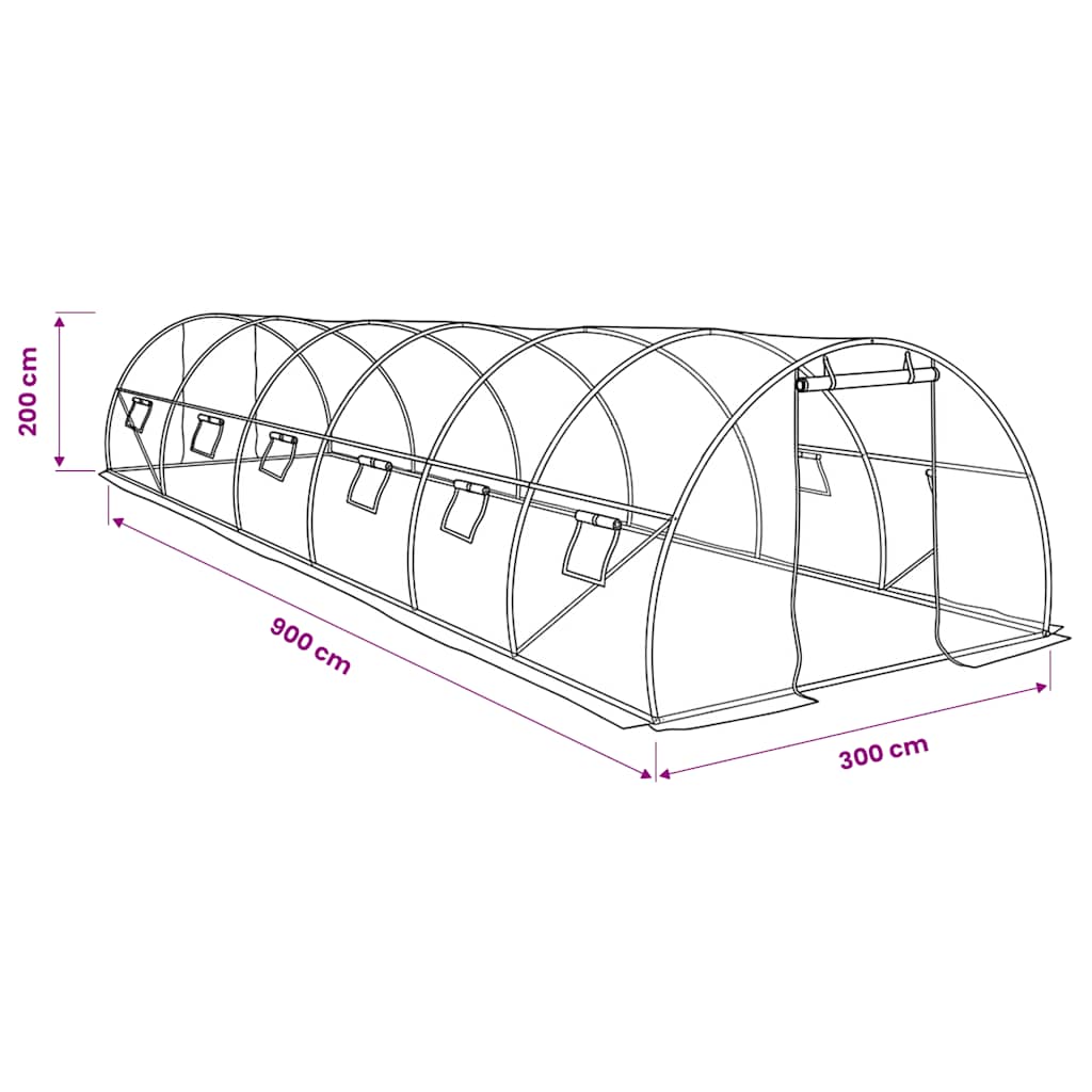 Gewächshaus 4,5 m² 300x150x200 cm