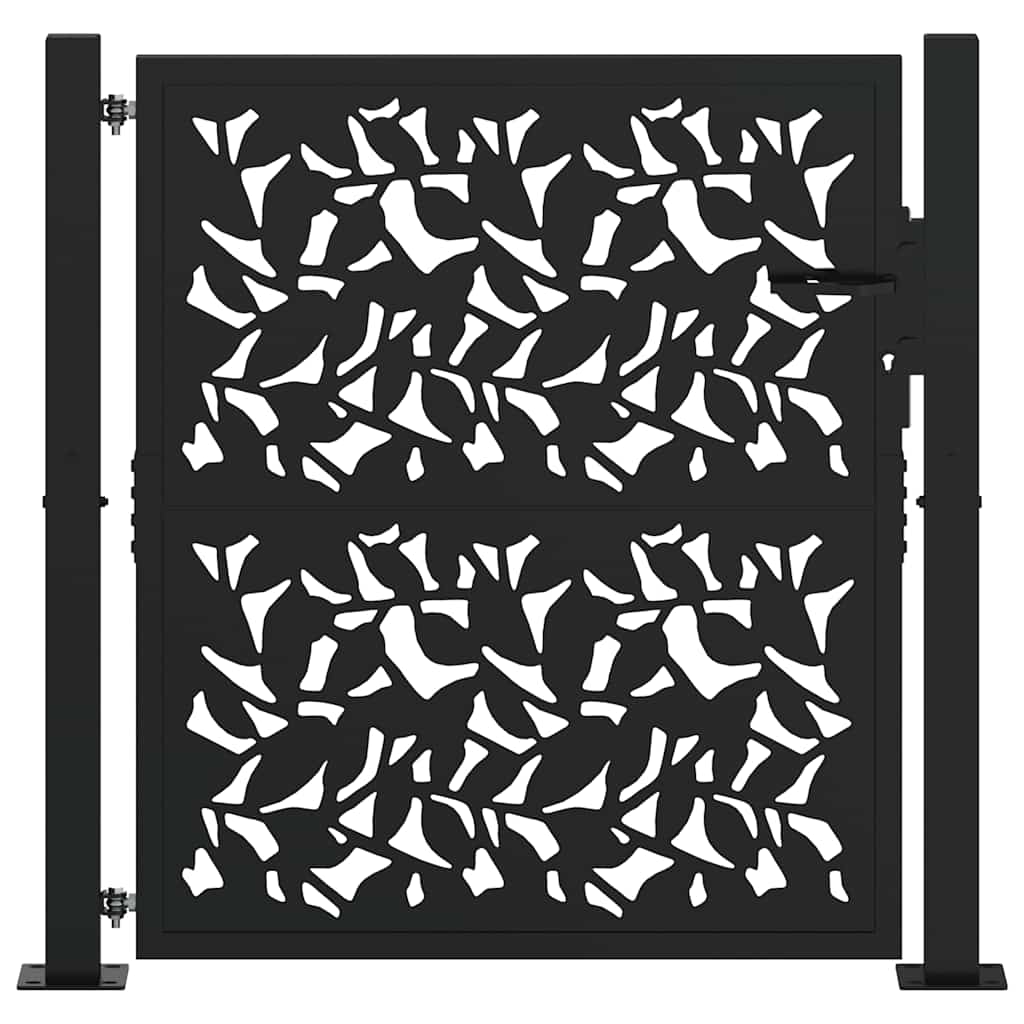 Gartentor Schwarz 100x100 cm Stahl Lichtdesign