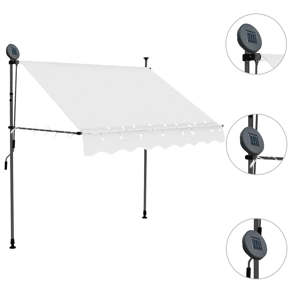 Einziehbare Markise Handbetrieben mit LED 100 cm Blau und Weiß
