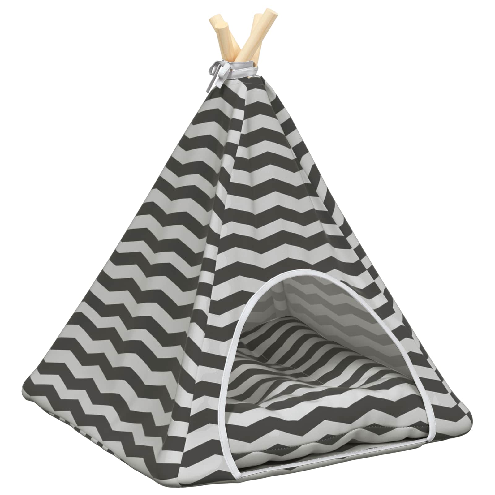 Haustier-Tipi mit Kissen Weiß und Grau 40 x 40 x 50 cm