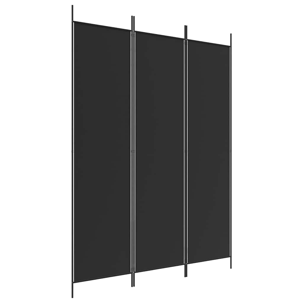 3-tlg. Paravent Schwarz 150x200 cm Stoff