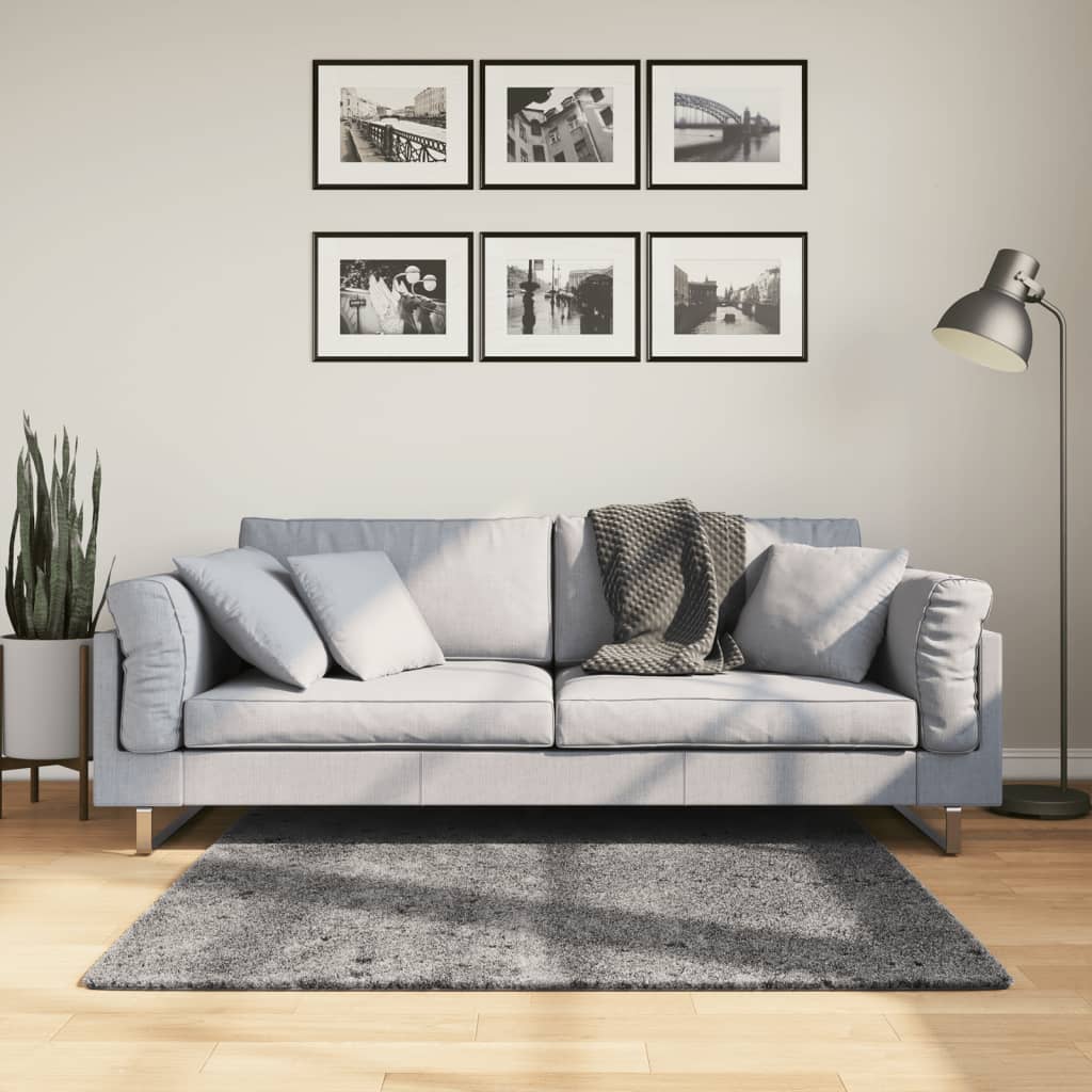 Teppich HUARTE Kurzflor Weich und Waschbar Anthrazit 60x110 cm