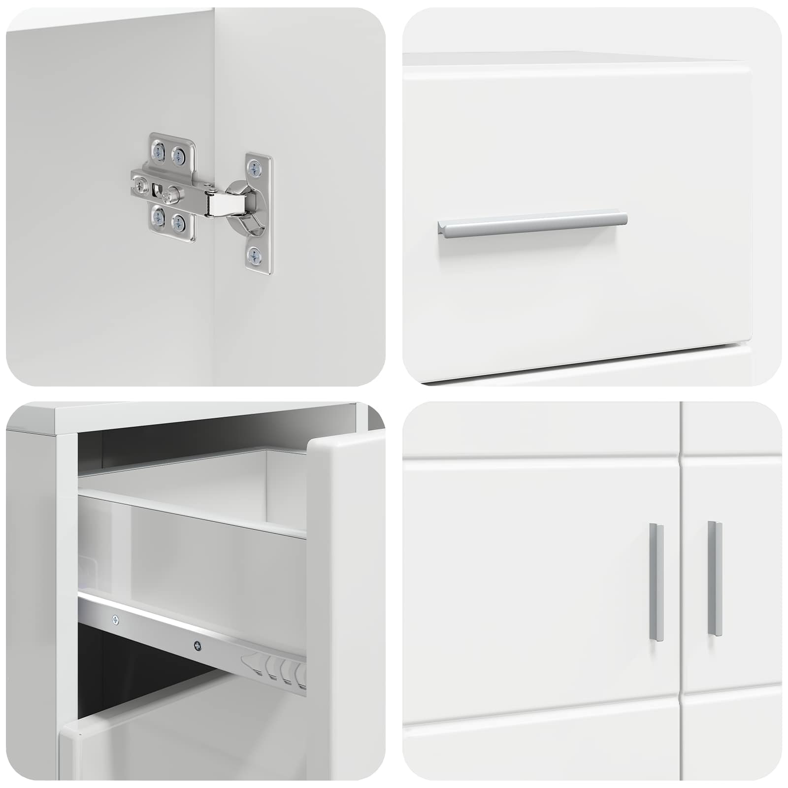 Highboard mit Regal FLORIN Weiß 60 x 35 x 182 cm Holzwerkstoff