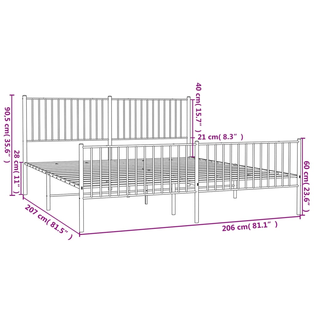 Bettgestell Metall Schwarz 75x190 cm
