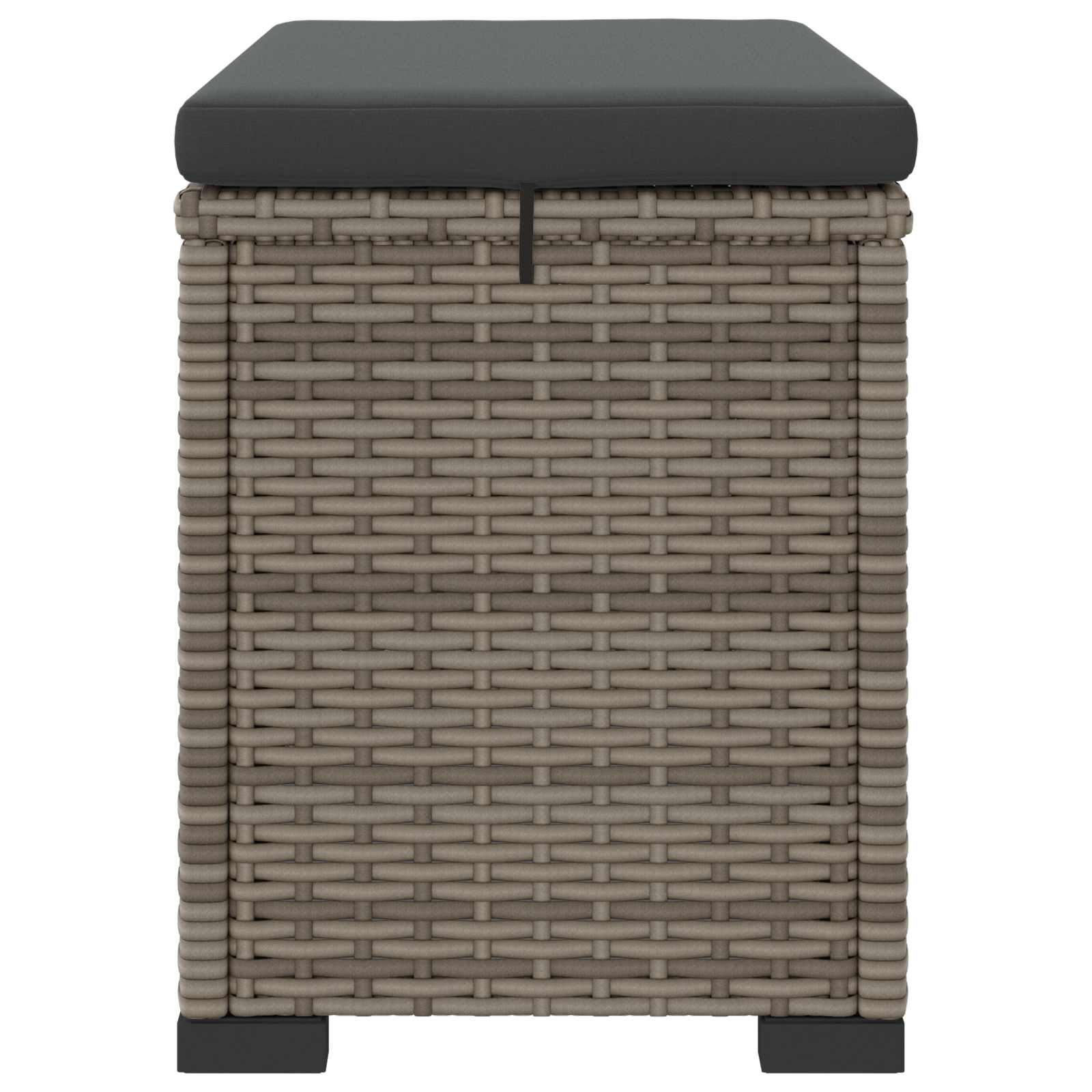 Hocker mit Kissen Schwarz 40x30x40 cm Poly Rattan