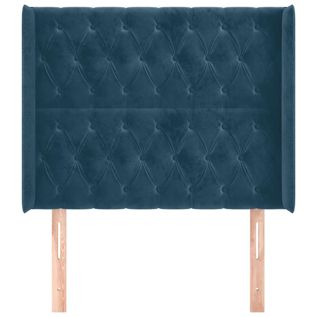 Kopfteil mit Ohren Dunkelblau 93x16x78/88 cm Samt