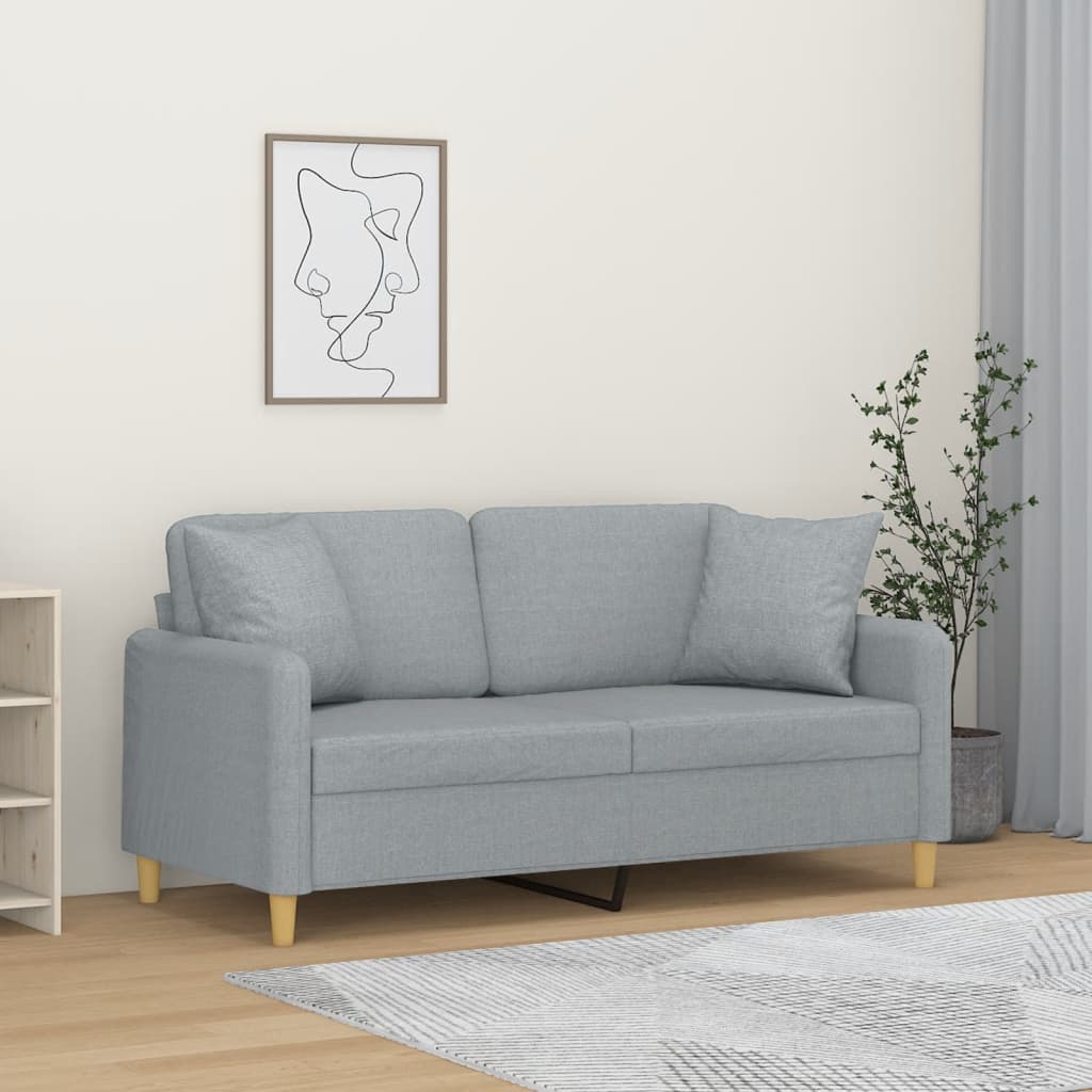 2-Sitzer-Sofa mit Zierkissen Braun 120 cm Stoff