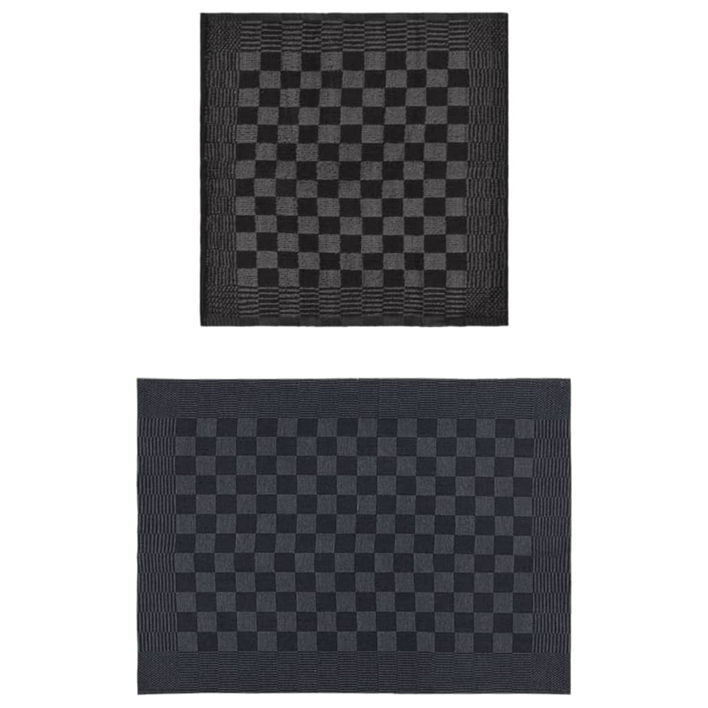 10-tlg. Handtuch-Set Schwarz und Grau Baumwolle