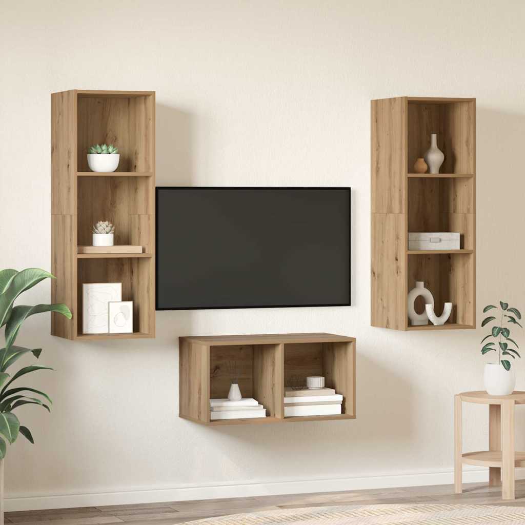 3-tlg. TV-Schrank-Set Weiß Holzwerkstoff