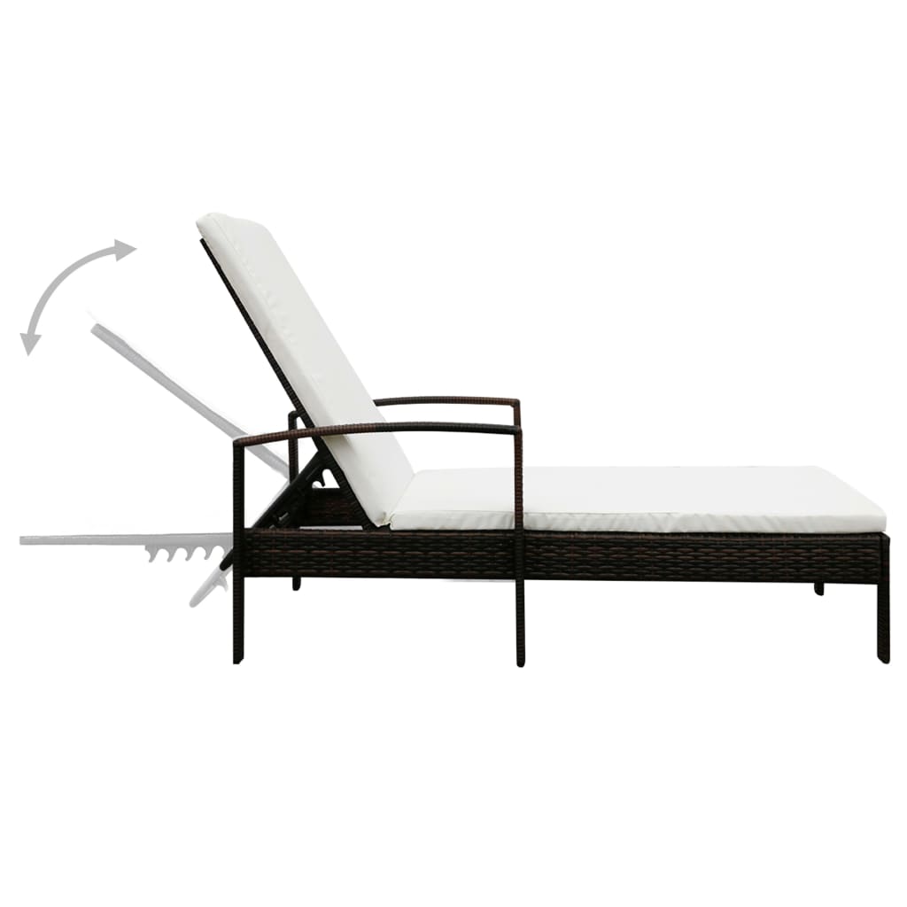 Sonnenliege mit Armlehnen Poly Rattan Grau